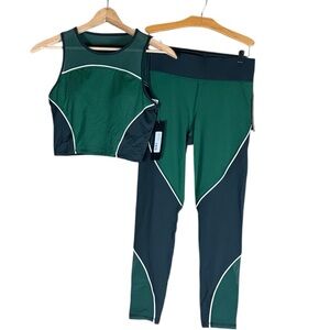 MICHI Helix leggings and crop top athletic set Aurora Green Size Medium New